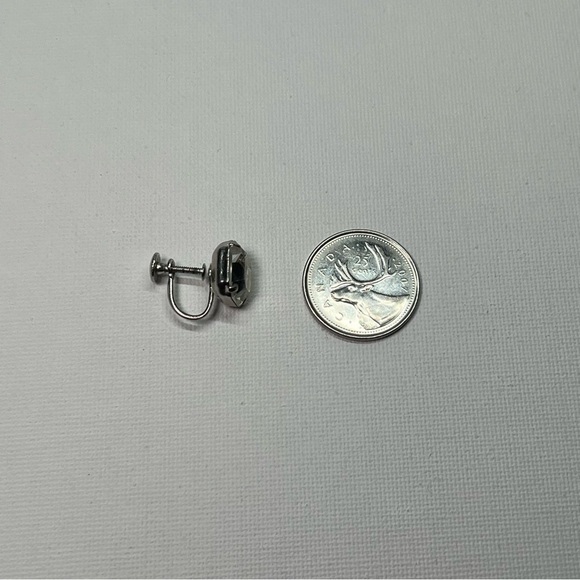 Vintage Silver Tone Rhinestone Screwback Earrings - Picture 5 of 5